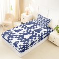 thumbnail image 4 of Manfei Buffalo Ghost Festival Twin Sheets 3pcs, Halloween Theme Bedding, Navy White,1 Fitted Sheet, 1 Flat Sheet and 1 Pillowcase, 4 of 5