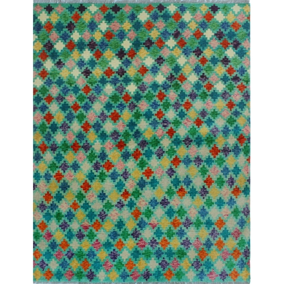 Balochi Kyalamboka Green/Orange Rug, 5'1" x 6'7"