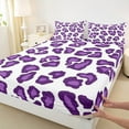 thumbnail image 3 of Manfei Purple Leopard Print Bed Sheets for Girls, Cheetah Print King Sheets, Cartoon Animal Theme Sheet Set, Microfiber Bedroom Decor 4 Pieces, 3 of 7