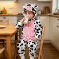 thumbnail image 6 of Ruyang Kids Plush Cow Hooded Jumpsuit Flannel Animal Role Play Dress Up Bodysuits Boys Girls Holiday Theme Party Outfit, 6 of 9