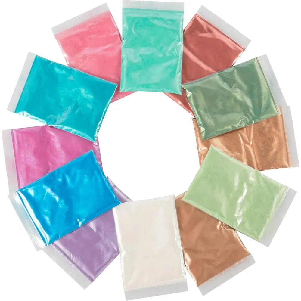 Maddie Rae's Slime Pearl Pigment Powder Extra Large 28g (1oz) Packs- 12 Mica Powder Colors - Great for Slime, Soap Making, Candle Making, Bath Bomb Dye Colorant