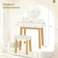 thumbnail image 3 of Giantex Vanity Set w/Lighted Mirror, Bedroom Dressing Table w/Padded Stool, 3-Color Touch-Screen Dimming Light & 4 Drawers, White, 3 of 6
