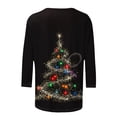 thumbnail image 6 of Jsaierl Christmas Shirts for Women Plus Size Tree Graphic Tees Stretch Petite Crewneck T-shirt 3/4 Sleeve Xmas Blouse Tops S-5XL, 6 of 6