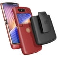 thumbnail image 3 of Case with Clip for Motorola RAZR 5G Flip Phone, Nakedcellphone [Red] Hard Shell Slim Cover with [Rotating/Ratchet] Belt Hip Holster Holder Combo for Moto RAZR 5G Flip Phone (2020) XT2071, 3 of 10