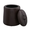 thumbnail image 5 of Linon Farman Round Faux Leather Storage Ottoman, Brown, 5 of 8