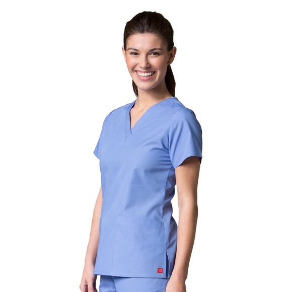 Red Panda Women's V-Neck Two Pocket Solid Scrub Top [XXS - 5XL, FREE SHIPPING]
