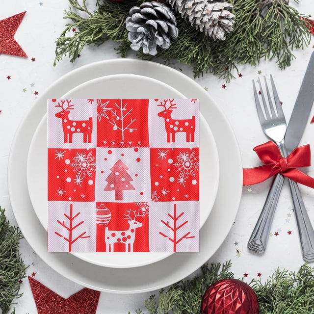 Disposable Printed Napkins Facial Tissues Christmas Party Table Decoration Paper Napkins Suitable For Christmas Party Table Decoration Paper Napkins