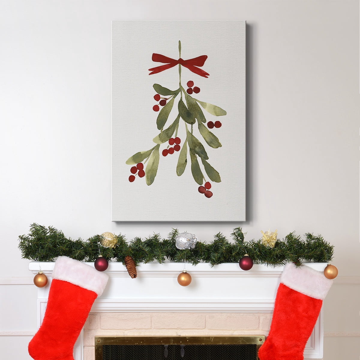 Mistletoe Bow I- Gallery Wrapped Canvas