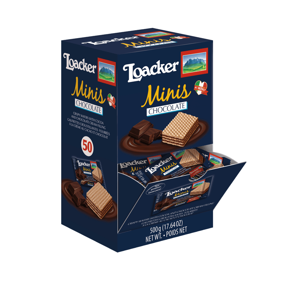 Loacker Minis Chocolate Wafers, 10g/0.35oz, pack of 50
