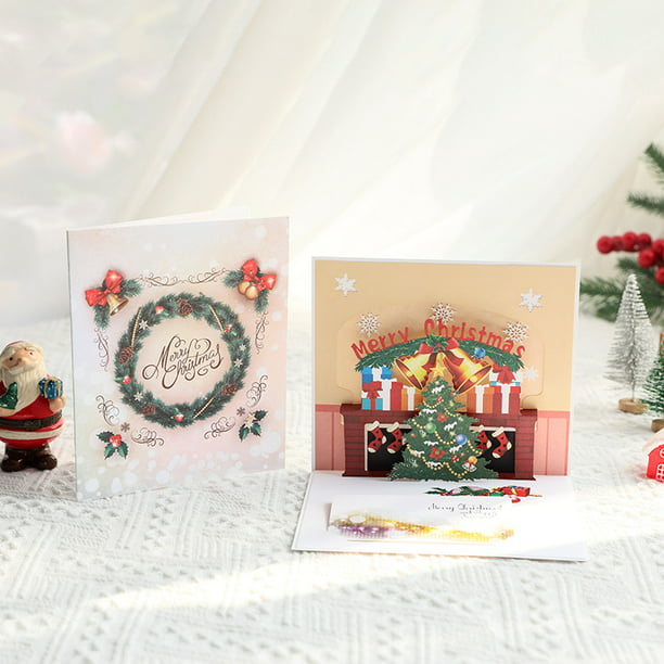 1 pièce, carte pop-up joyeux Noël, carte de vœux 3D, carte de Noël