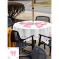 thumbnail image 4 of Outdoor Tablecloth with Umbrella Hole and Zipper, Valentine's Day Square Table Cloth 60x60 Inch Waterproof Tablecloth, Pink Bowknot Ribbon Modern Minimalist Art Picnic Table Cover for Patio Camping, 4 of 7