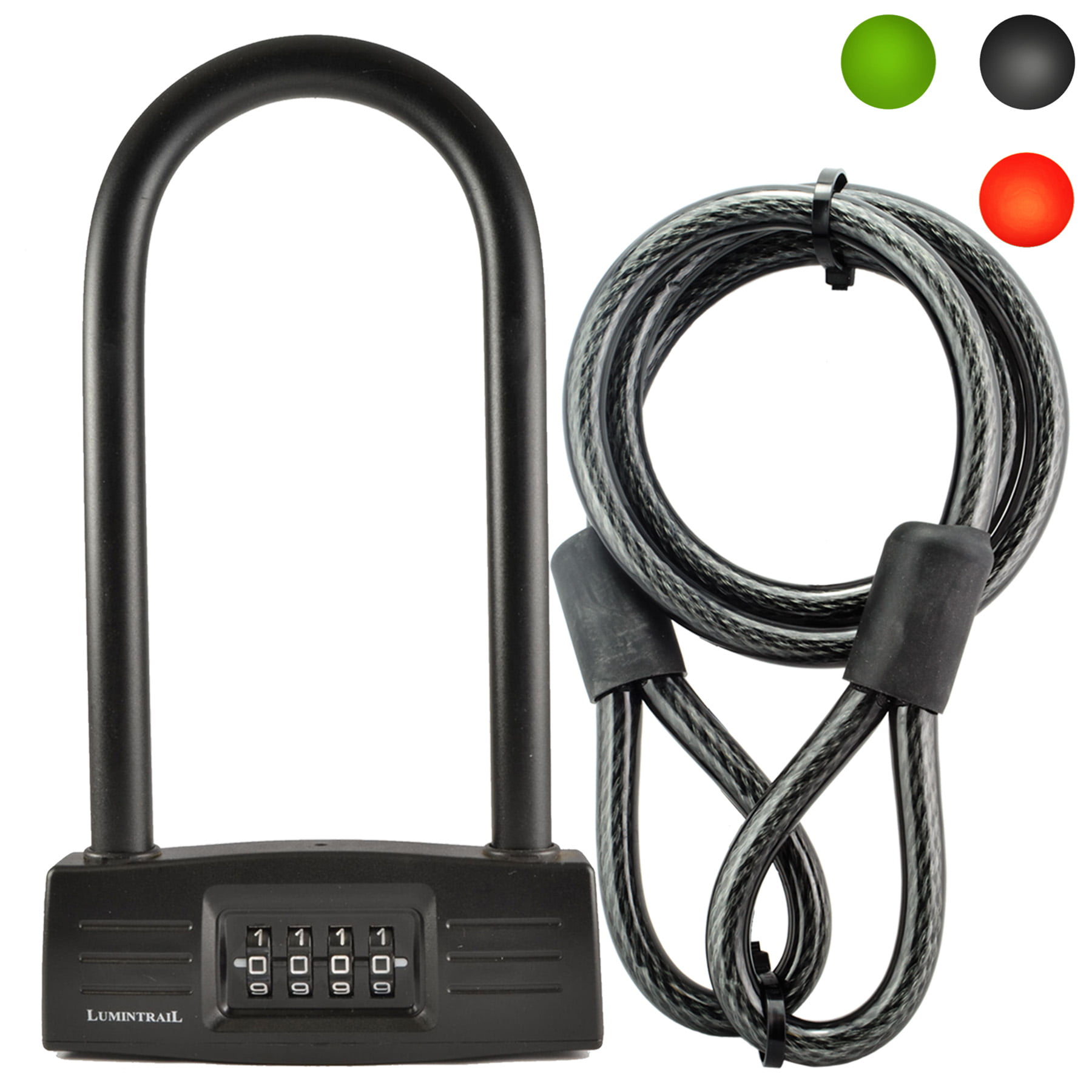 Lumintrail LK20708 Combination 14mm Bicycle U-Lock with Mounting Bracket and Optional 4-Foot Braided Steel Security Cable 