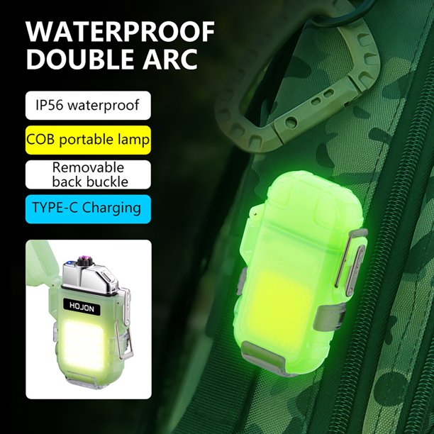 Lámpara Encendedor de arco eléctrico doble USB COB Light 3 modos de iluminación (noctilucente verde) Wdftyju Para estrenar