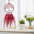 thumbnail image 3 of Atrapasueños para espejo retrovisor de coche con cuentas de cristal, árbol de la vida, pequeño atrapasueños para espejo retrovisor, decoración de guardería, 3 pulgadas de diámetro (rojo), 3 of 7