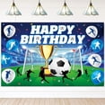 thumbnail image 5 of Soccer Themed Happy Birthday Cool Backdrop Sports Theme Football Field Photography Background for Boys Soccer Theme Birthday Party Decorations Supplies, 5 of 6