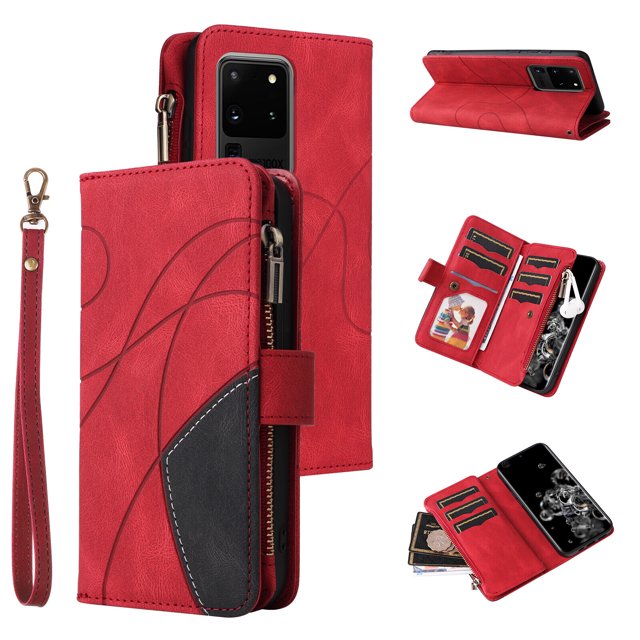 Compatible with Samsung Galaxy S20 Ultra 5G Wallet Case with Card Slots PU Leather Zipper Flip Folio Cover