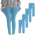thumbnail image 4 of 4 Pack Girls Leggings Summer Spring Cotton Leggings for Girls Stretchy Pull On Pants Soft Tights 3-12 Years (11 Years, Blue), 4 of 7