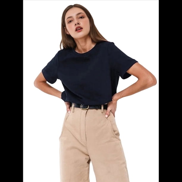 Camisetas de Corta Extragrandes para Mujer, Cuello Redondo, Holgadas, para Hacer Ejercicio, Informales, de Verano, de Algodón Tibetano, S