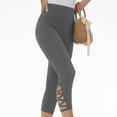 thumbnail image 6 of Stamzod Womens Capri Leggings Summer Solid Color High Waisted Stretch Capris Casual Slim Fitting Plus Size Yoga Leggings for Women Gray D XL, 6 of 7