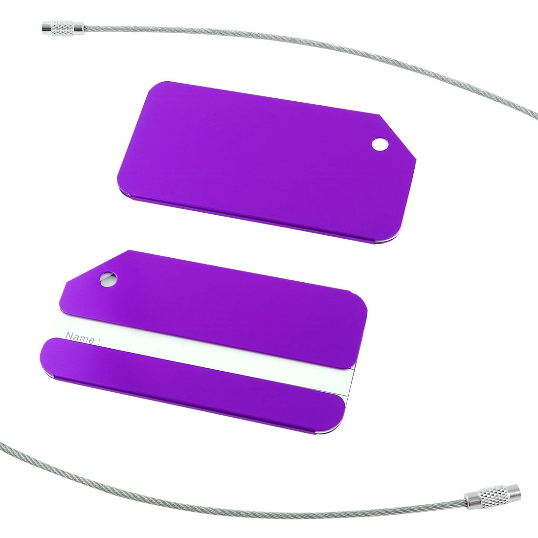 Unique Bargains Aluminium Metal Luggage Tags Card Holder Purple