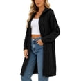thumbnail image 3 of Otvok Women Hooded Cable Knit Long Cardigan, Open Front Long Sleeve Maxi Length Loose Sweater Coat with Side Pockets, 3 of 7