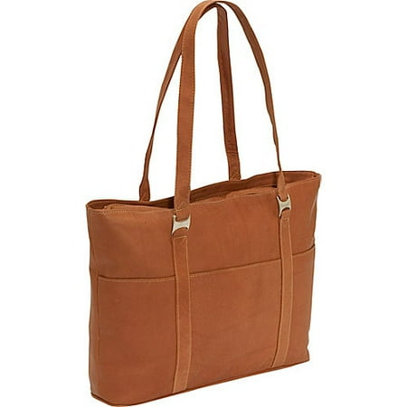 Piel Leather Computer Tote Bag, Saddle, One Size