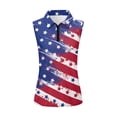 thumbnail image 2 of Uorisanigo Fashion American Flag Womens Golf Shirt Soft Polyester Spandex Fabric Womens Golf Shirt Sleeveless Patriotic Zip Up Shirts Quick Dry Outing Wear Size XL, 2 of 7
