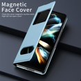 thumbnail image 5 of MonsDirect for 7.6 inch Samsung Galaxy Z Fold 2 5G 2020 Case, Nappa Leather with Flip Folding Magnetic Face Cover, Window Design with Hidden Kickstand Full Protective for Galaxy Z Fold 2, Blue, 5 of 7