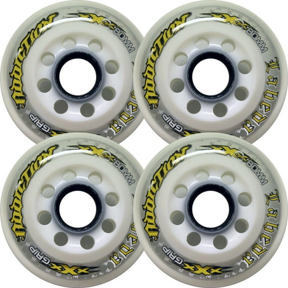 LABEDA ADDICTION WHEELS 80mm GRIP Inline Roller Hockey 4-PACK Skate Wheel WHITE