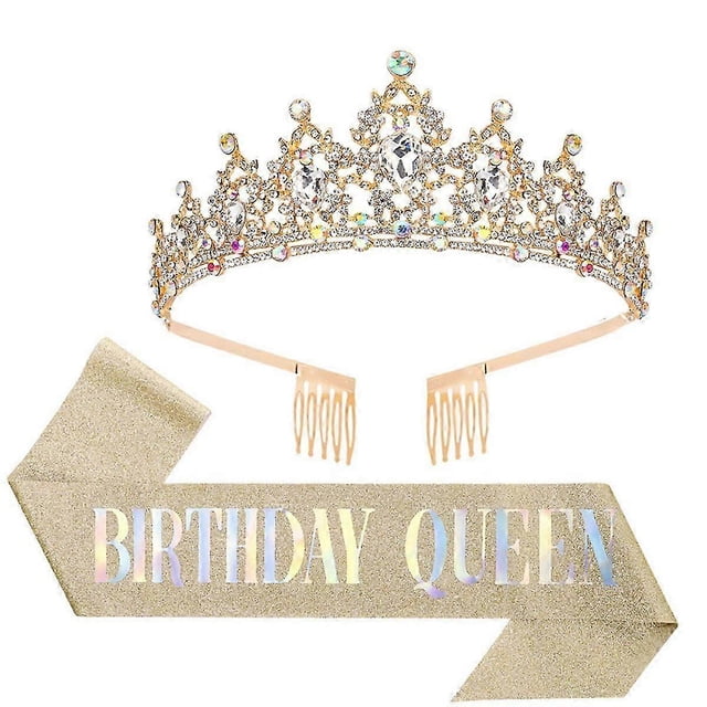 A BIRTHDAY QUEEN hair comb crystal diamond crown strap birthday party decoration