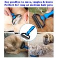 thumbnail image 4 of FrostHike Upgraded Undercoat Rake for Dogs, Cat Dematting Tool, Perfect Deshedding Brush and Grooming Rake for Tangles, Knots or Mats Removal, Blue and Black, 4 of 5