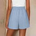 thumbnail image 6 of Women's Pleated Dress Shorts, High Waisted Wide Leg Tailored Shorts, Business Casual With Pockets For Summer Office Wear Blue S, 6 of 9