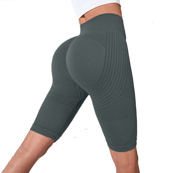 FUZHIQ High Waisted Workout Biker Shorts for Women Tummy Control Yoga Running Shorts Gym Athletic Shorts