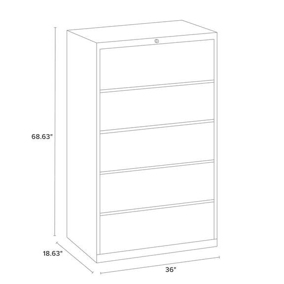 Hirsh 36-in Wide HL10000 5 Drawer Lateral File Cabinet. Roll-out Shelves. Black