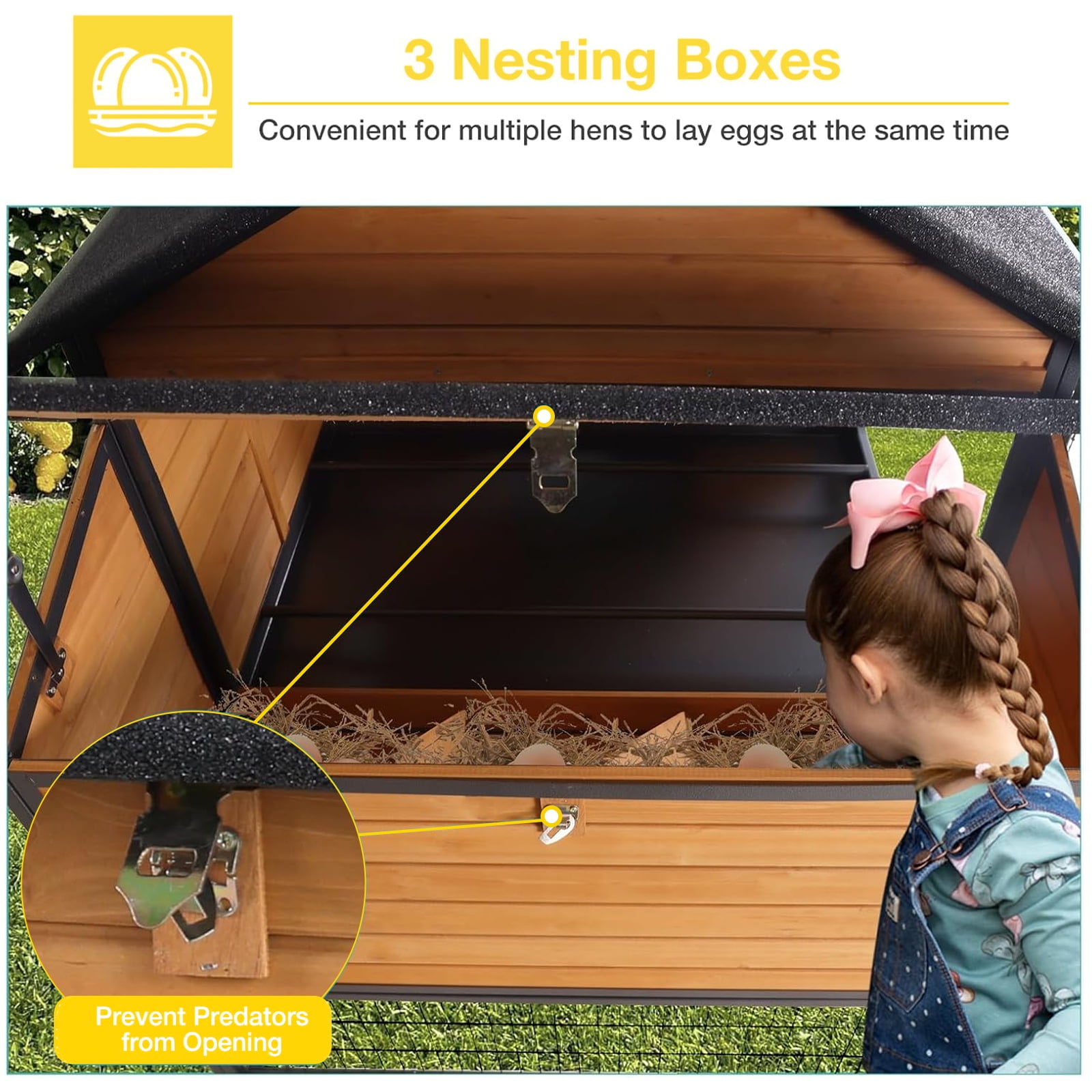 Aivituvin 85.6" Mobile Chicken Coop, Large All-Steel Frame Hen House for 6-8 Chickens Poultry Cage with Nesting Box, Waterproof Rain Cover Duck Coop