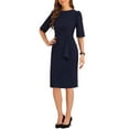 thumbnail image 2 of INSPIRE CHIC Ruched Dress for Women's Short Sleeve Business Work Dress Trendy XS Navy, 2 of 6