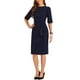 thumbnail image 2 of Vestido Ruched INSPIRE CHIC para mujer, vestido de trabajo de manga corta, tendencia en azul marino, 2 of 6