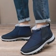thumbnail image 2 of Rotm Mens Winter Boots Slip On Snow Boots Mens Waterproof Winter Boots Fur Lined Warm Ankle Boots Zipper Closure Slip on Outdoor Boot Comfortable Walking Shoes Blue,10, 2 of 7