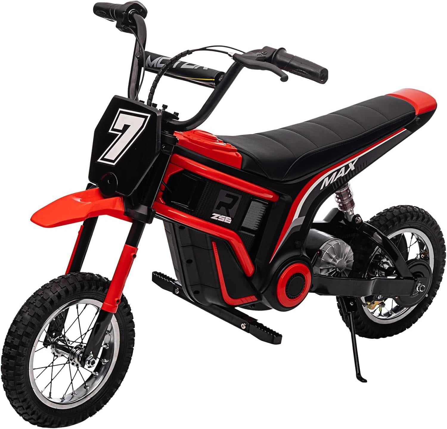 Rugerasy Electric Motorcycle,24v 350w Electric Dirt Bike for Ages 3-10, 15 MPH, 2 Speed Modes, 135 Lb Weight Capacity,Red 7