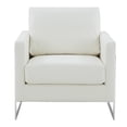 thumbnail image 6 of LeisureMod Accent Chair Upholstered in Leather Modern Armchair with Silver Geometric Stainless-Steel Base Living Room Single-Seater Sofa Lincoln Collection in White, 6 of 9