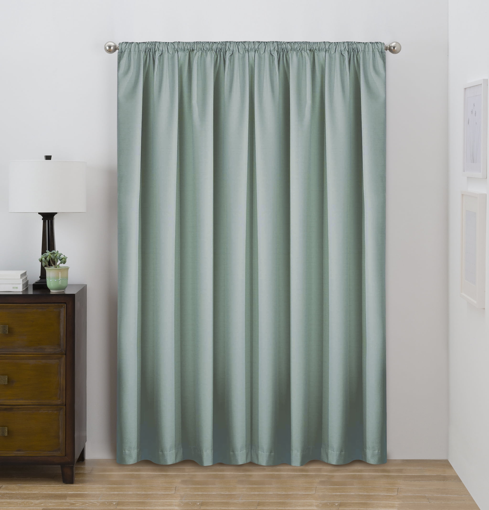 Eclipse Draft Stopper Room Darkening Fleece Lined Rod Pocket, Single Curtain Panel, Aquafir Blue, 42" W x 84" L