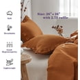 thumbnail image 3 of Simple&Opulence 100% Linen Stone Washed Euro Sham with Ruffle 26x26 Inch Pillow Cover Set of 2, Home Decoration Pillow Soft and Breathable - Rust, 3 of 5