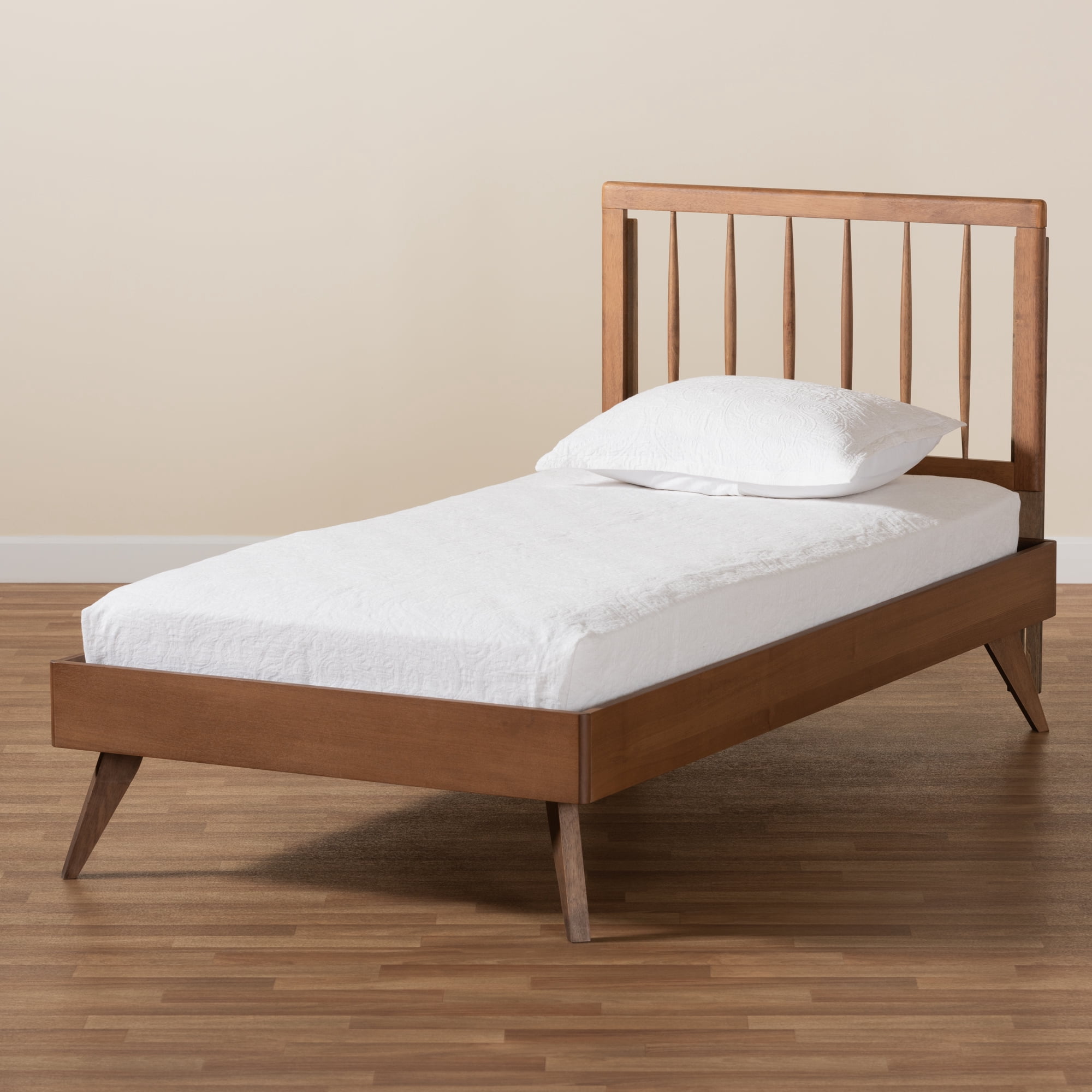 Baxton Studio Toru Mid-Century Wood Platform Bed, Twin, Ash Walnut