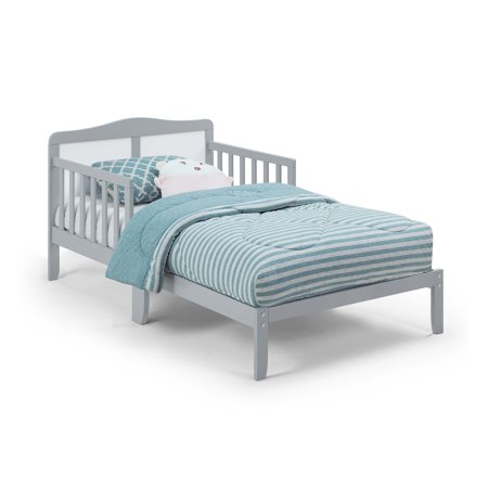 Wood Toddler Bed  Classic Design Toddler Bed with safety side rails  Safety Design  for Bedroom  Living Room  Easy Assembly  Light Gray