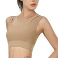 thumbnail image 4 of BIMEI Mastectomy Pocket Bra Sports Bra for Women High Impact Molded Fix Cup Wirefree Padded Post Surgery,Beige,Medium, 4 of 8