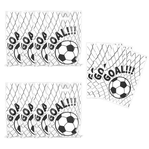50Pcs Soccer Gift Bags Plastic Football Gift Bags White Soccer Goodie Candy Bag Soccer Party Favors for Sport Teams Events Snack Candy Birthday Theme Party Present Supplies DIY