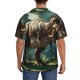 thumbnail image 3 of Balery Green Forest Dinosaur Camisa Casual de Manga Corta con Botones para Hombre, Texturizada, Estilo Cubano, para Playa, Verano-3X-Large, 3 of 5