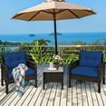 thumbnail image 3 of Costway 3PCS Outdoor Rattan Conversation Set Patio Garden Cushioned Sofa Chair Navy, 3 of 9