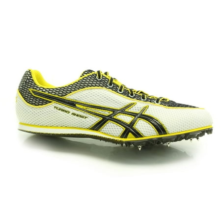 Mens Field Spikes - ASICS G003N 0190 MEN'S TURBO GHOST 3 TRACK SPIKES WHITE/BLACK/YELLOW 11M