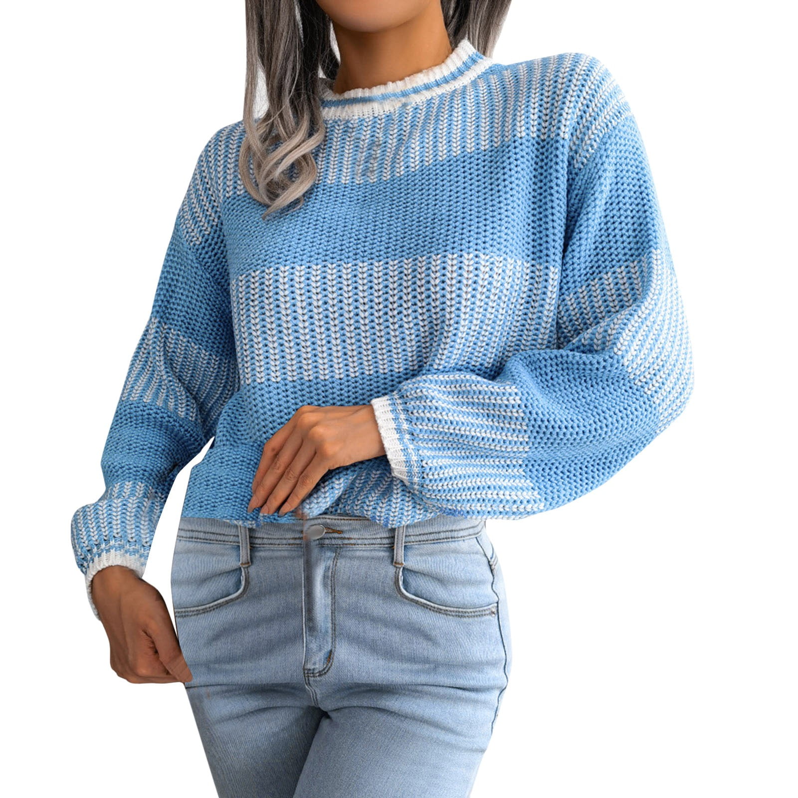 HSMQHJWE Short Sweaters For Women Olive Pullover Men Womens Turtleneck Striped Long Sleeve Cable Knit Pullover Sweater Casual Ribbed Loose Jumper Tops
